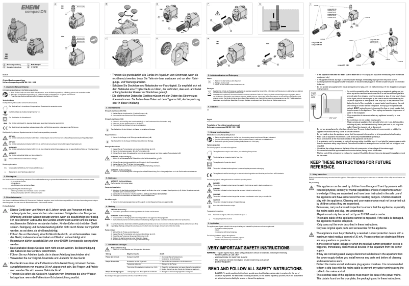Page 1 de la notice Manuel utilisateur Eheim compactON 300