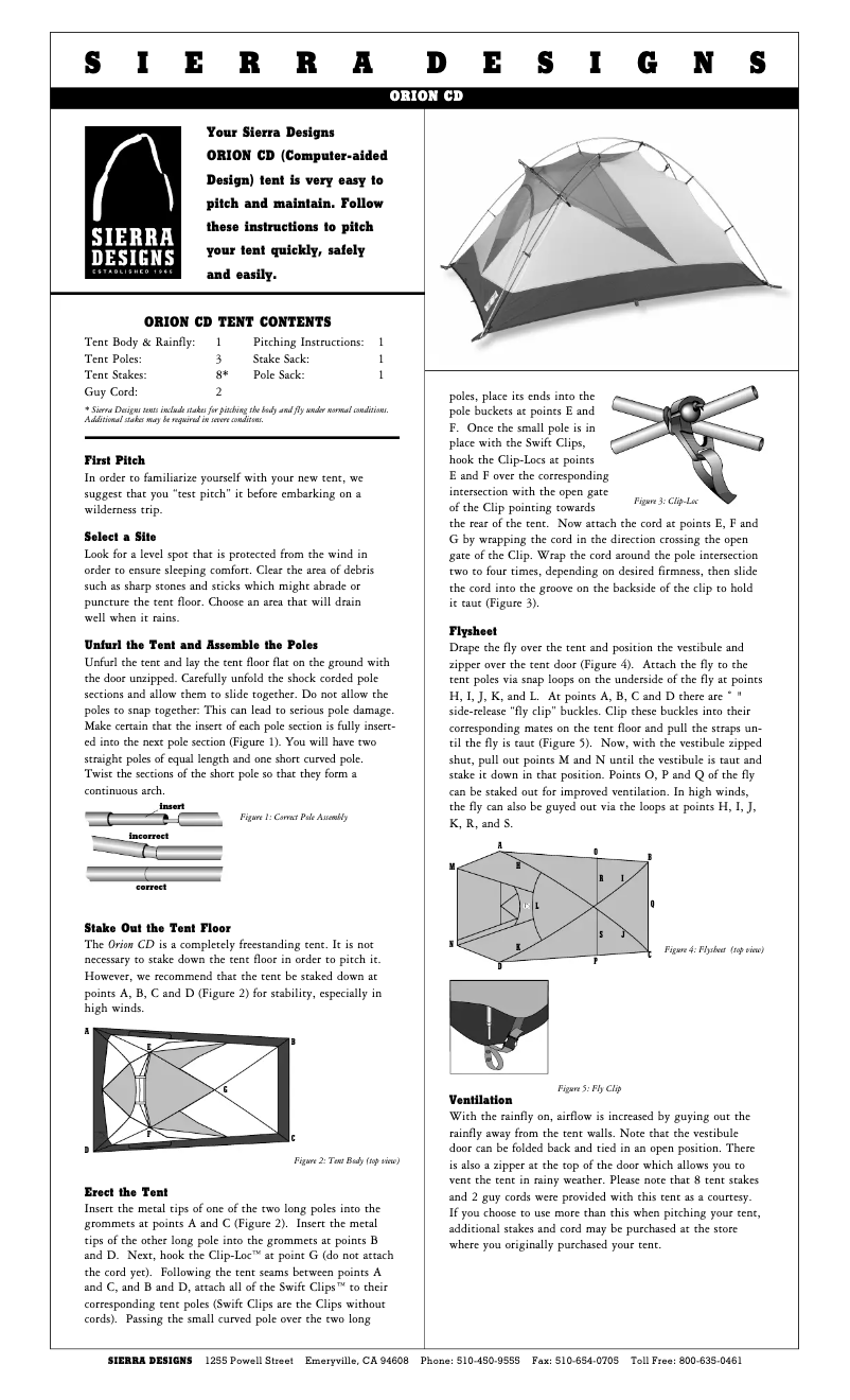 Page 1 de la notice Manuel utilisateur Sierra Designs Orion CD