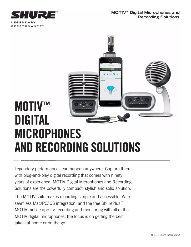 Page 1 de la notice Fiche technique Shure Motiv MV51