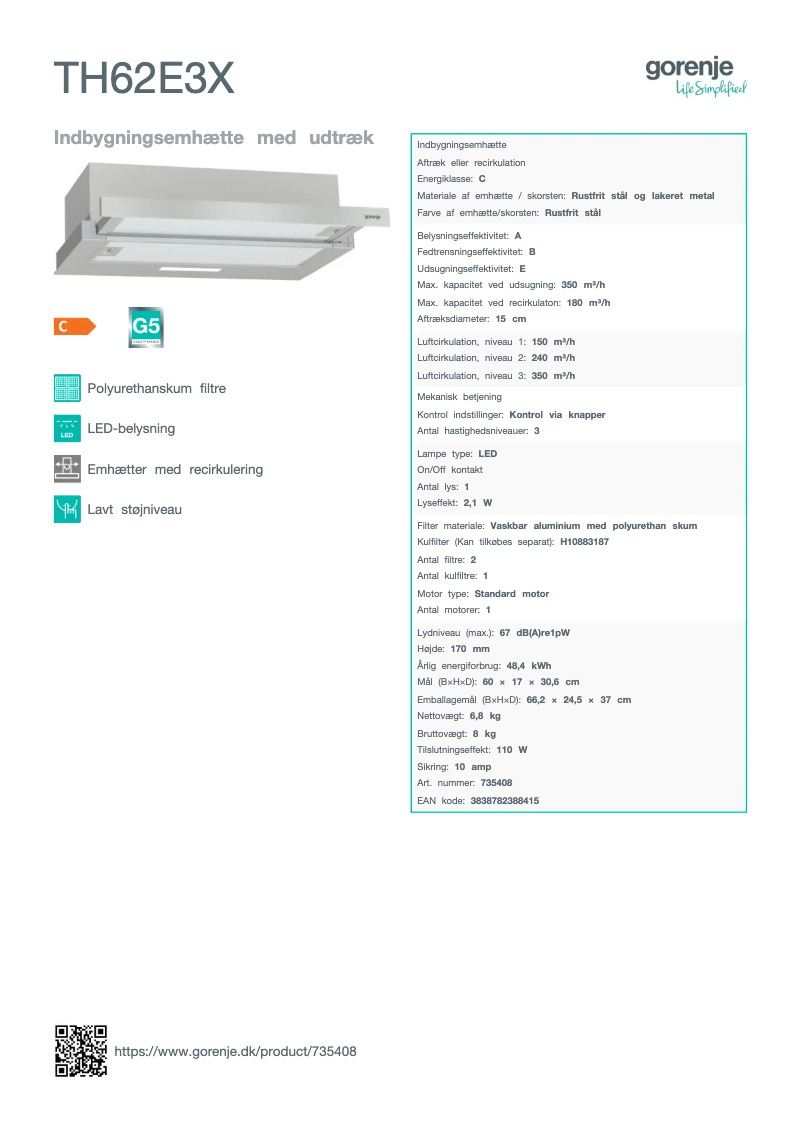 Página 1 del manual Manual de usuario Gorenje TH62E3X