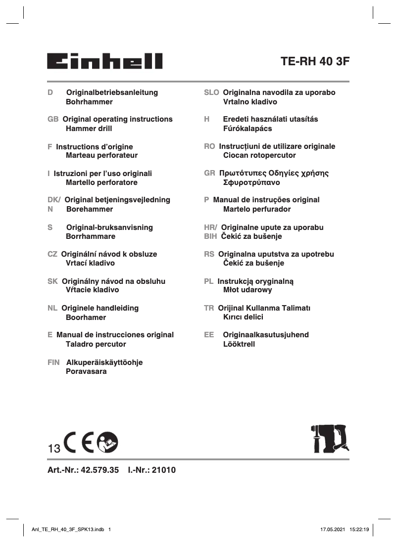 Image de la première page du manuel de l'appareil TE-RH 40 3F