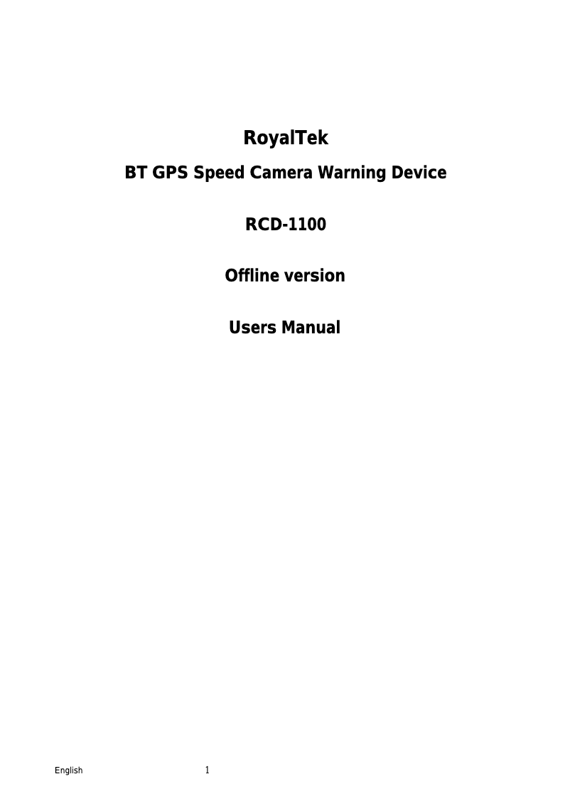 Página 1 del manual Manual de usuario RoyalTek RDC-1100