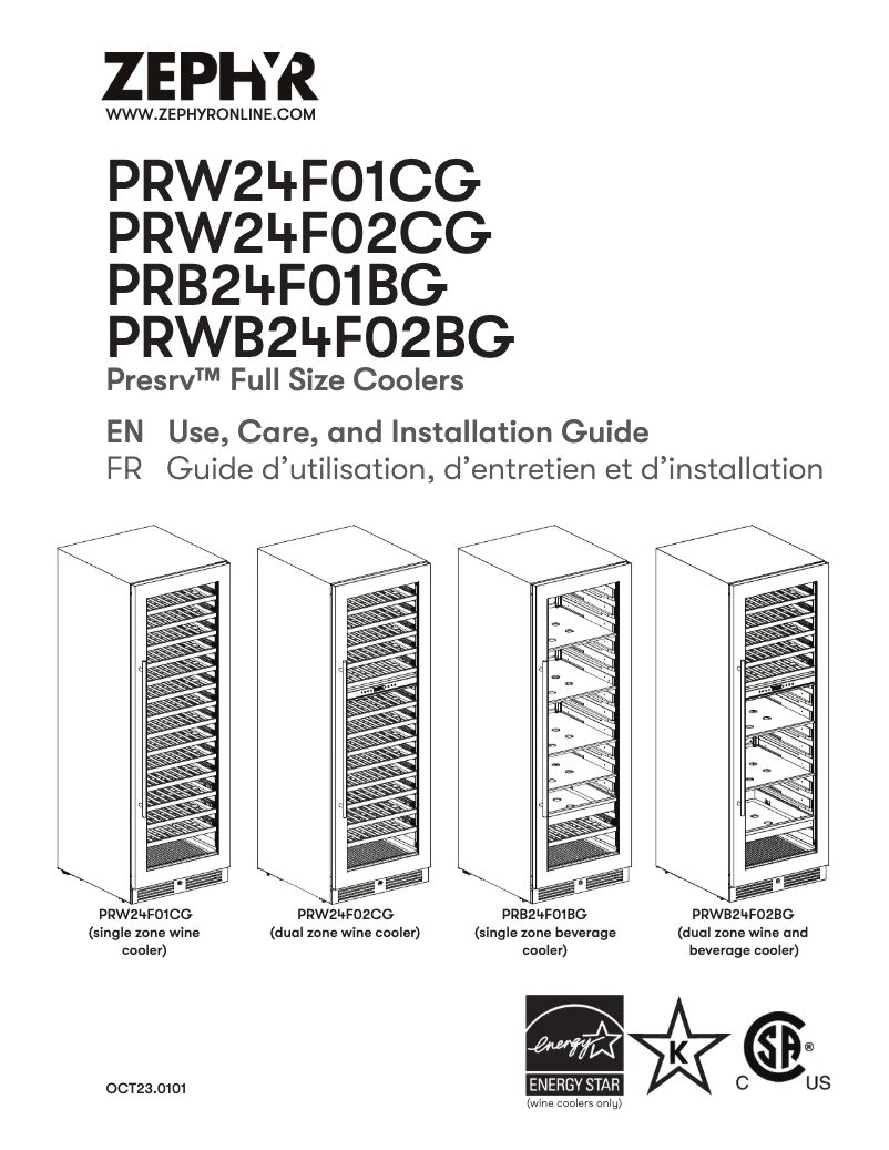 Page n°1 - Manuel utilisateur Zephyr Presrv PRB24F01BG