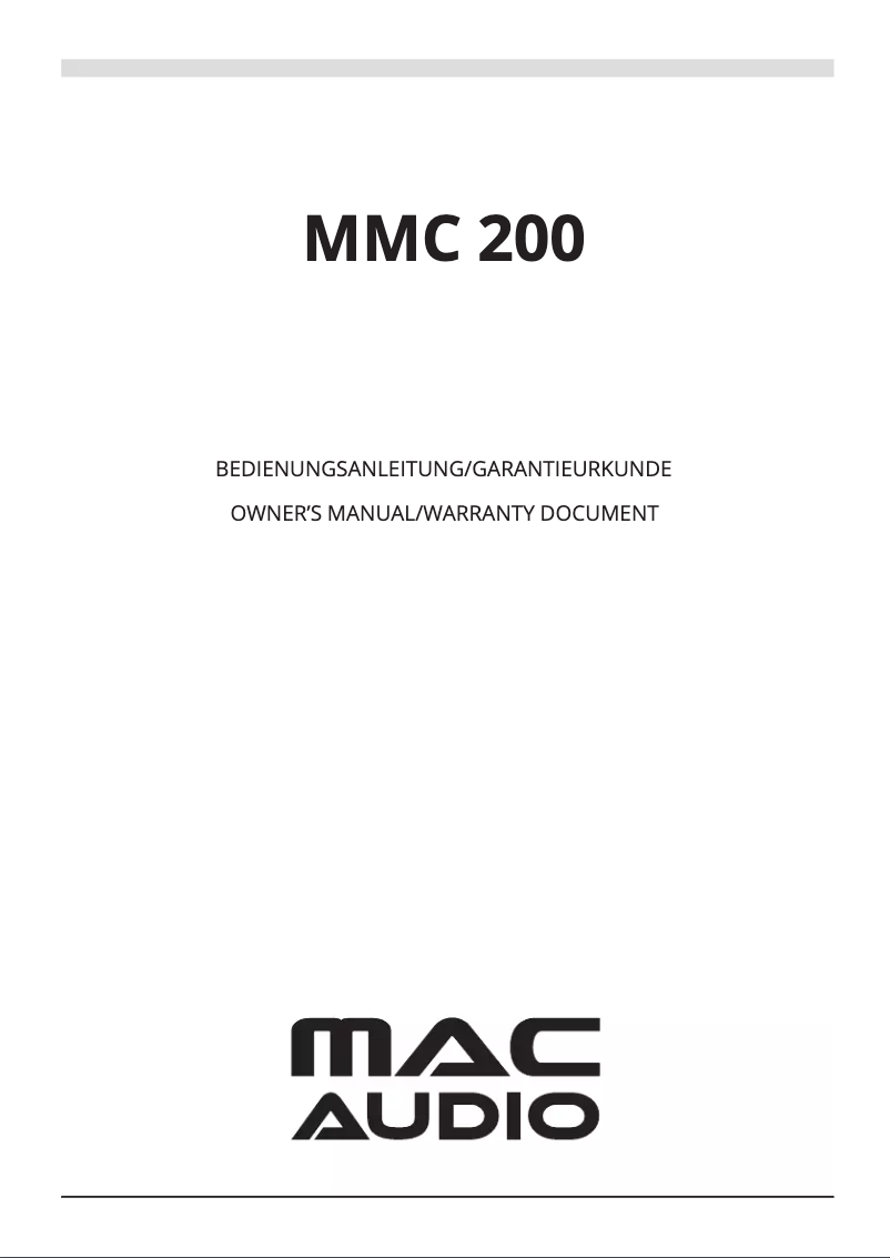 Page 1 de la notice Manuel utilisateur Mac Audio MMC 200