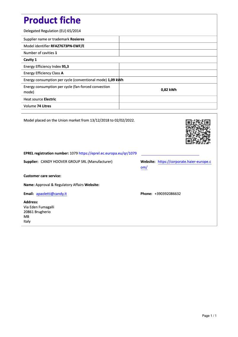 Image de la première page du manuel de l'appareil RFAZ 7673 PN-EWF/E
