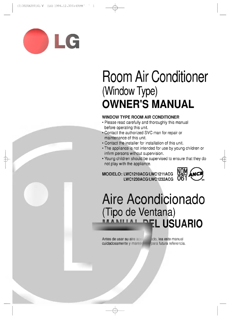 Page n°1 - Manuel utilisateur LG LWC1211ACG