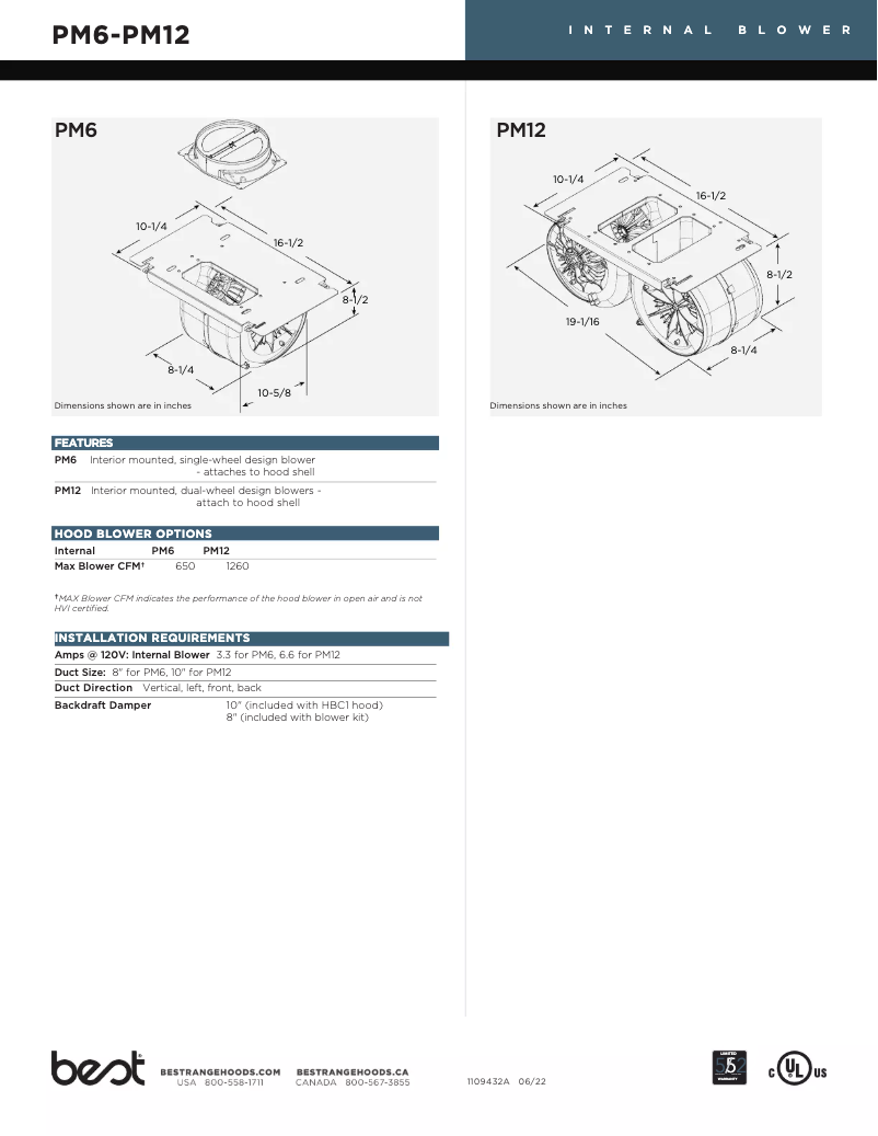 Page 1 de la notice Fiche technique Best PM12