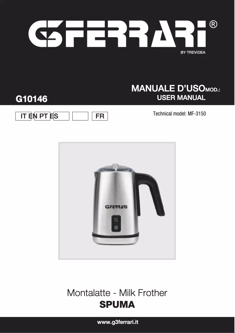 Page 1 de la notice Manuel utilisateur G3 Ferrari Spuma G10146