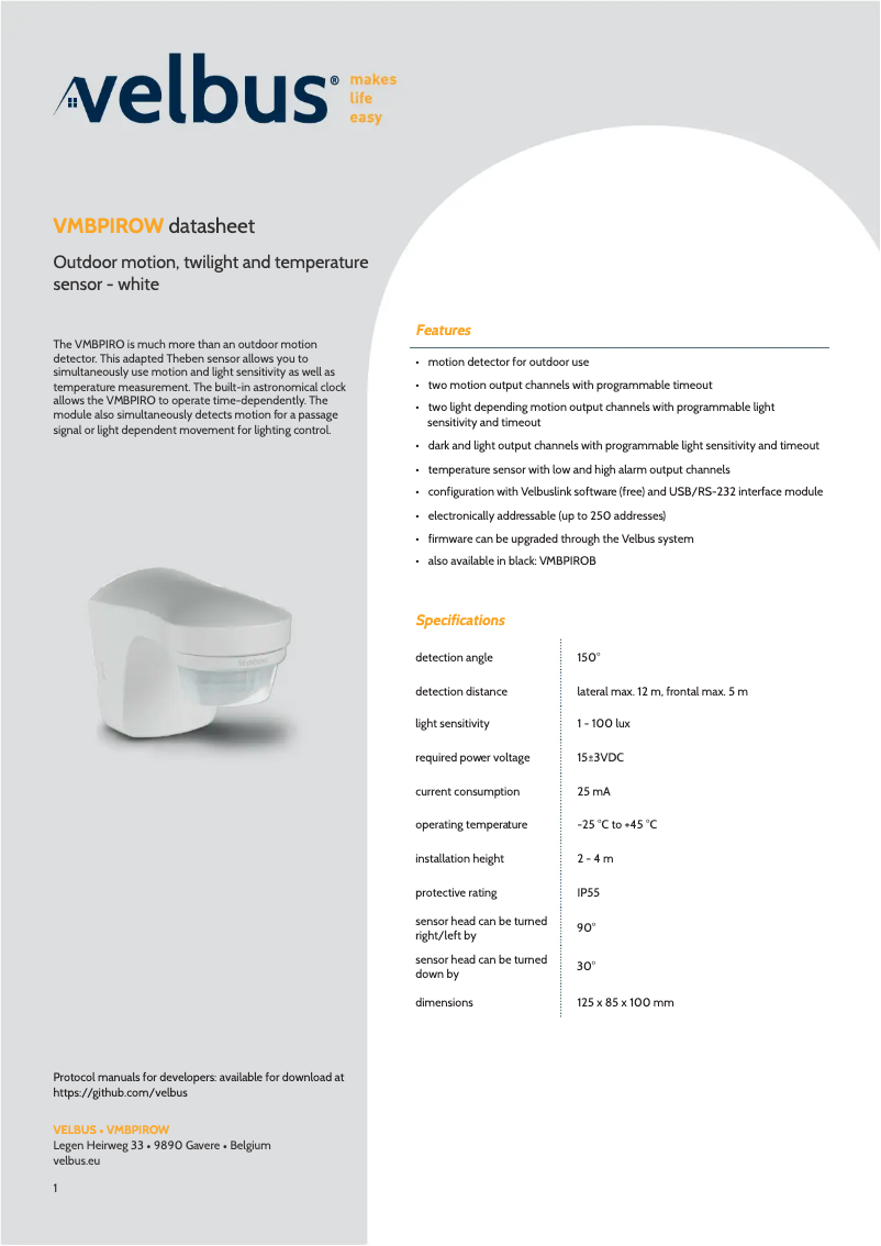 Image de la première page du manuel de l'appareil VMBPIRO-W-20