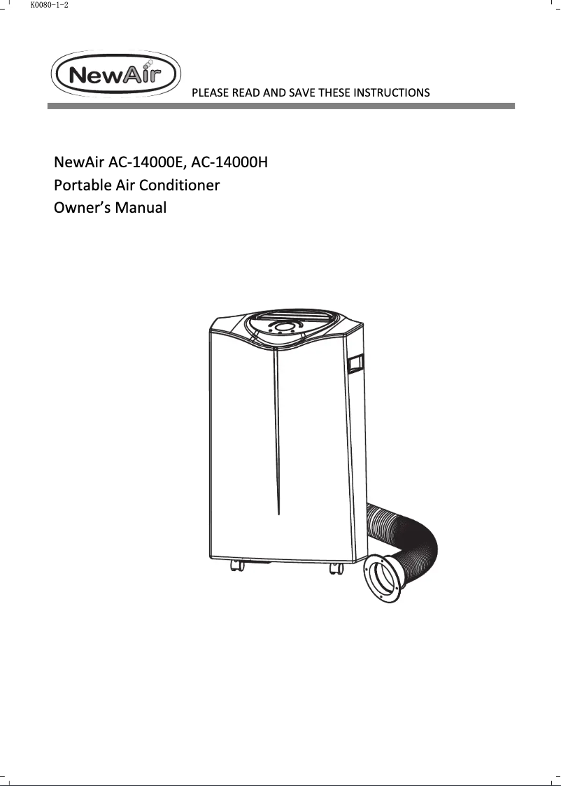 Page n°1 - Manuel utilisateur NewAir AC-14000H