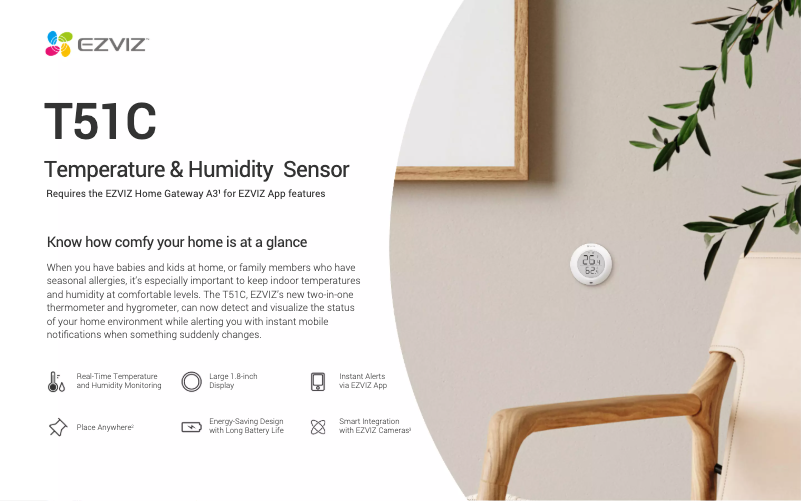 Page 1 de la notice Fiche technique EZVIZ T51C