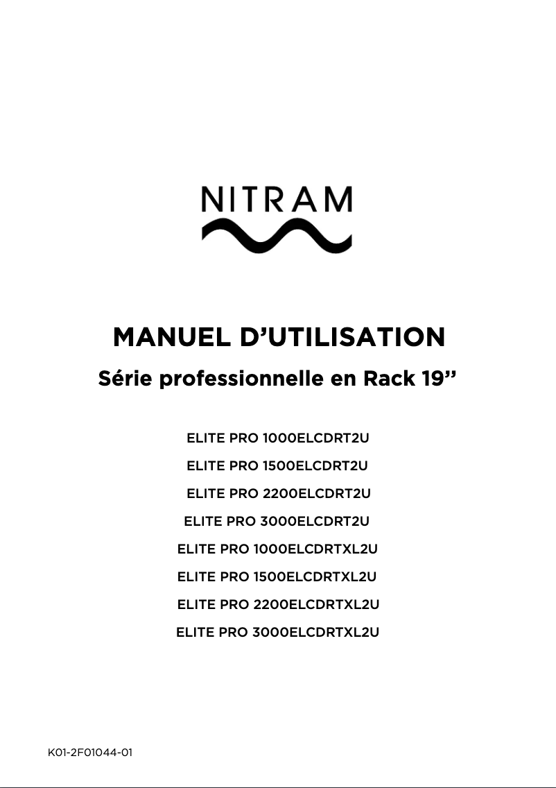 Page n°1 - Manuel utilisateur Nitram ELITE PRO 3000ELCDRTXL2U