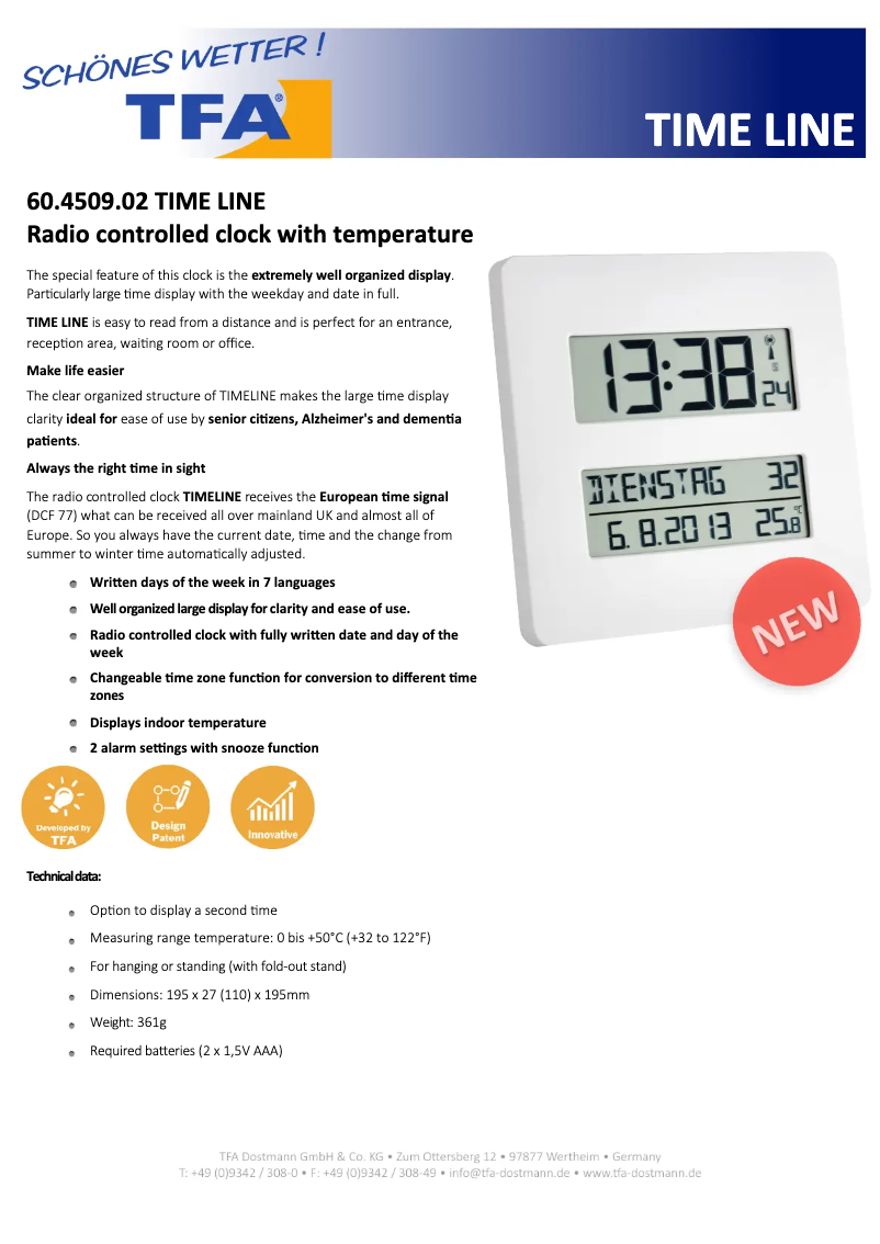 Page 1 de la notice Fiche technique TFA 60.4509.02