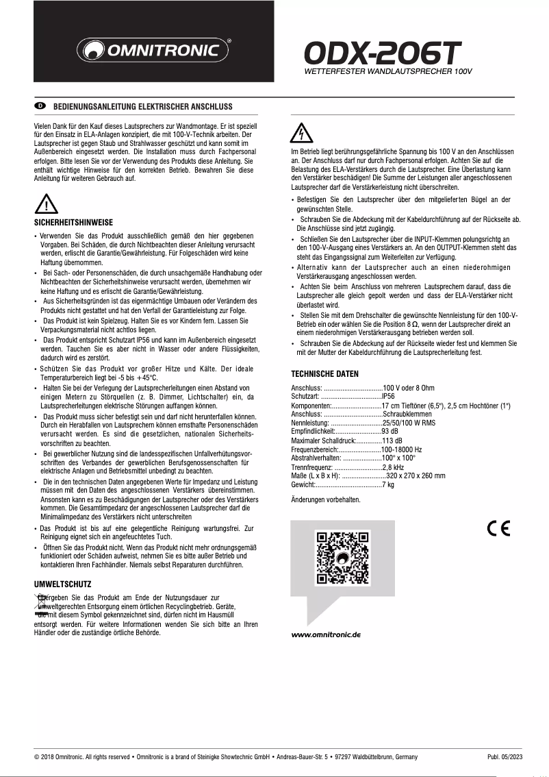 Página 1 del manual Manual de usuario Omnitronic ODX-206T