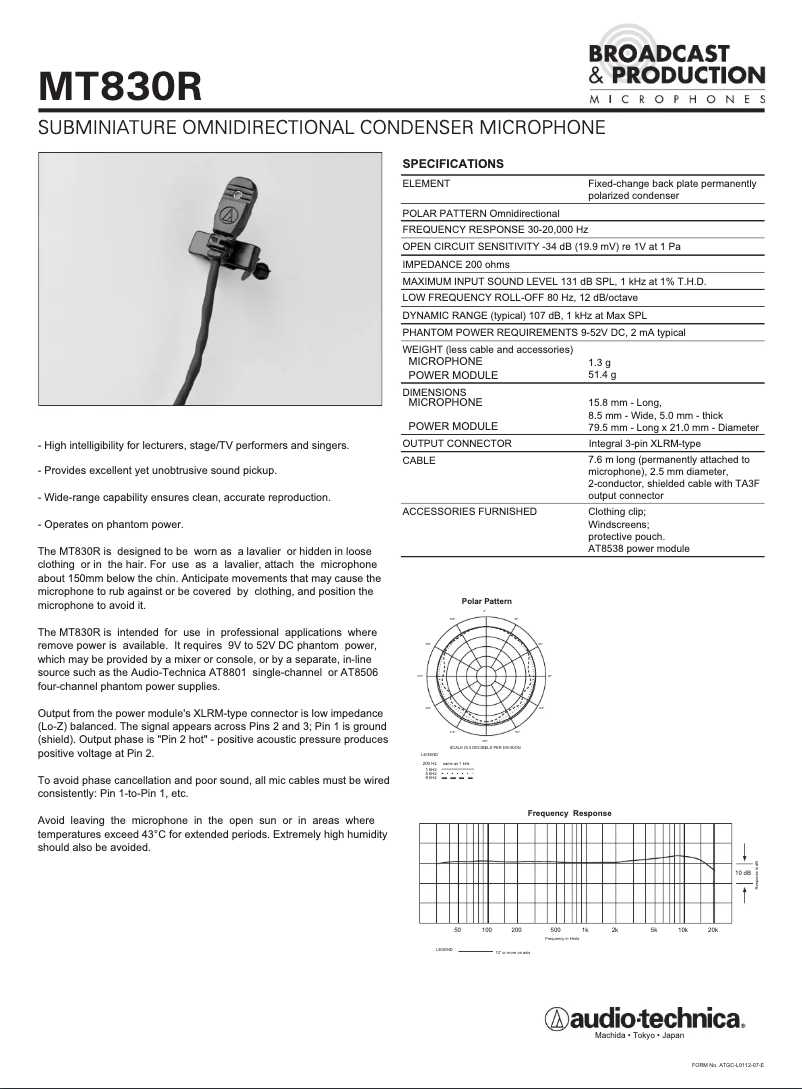 Image de la première page du manuel de l'appareil MT830R