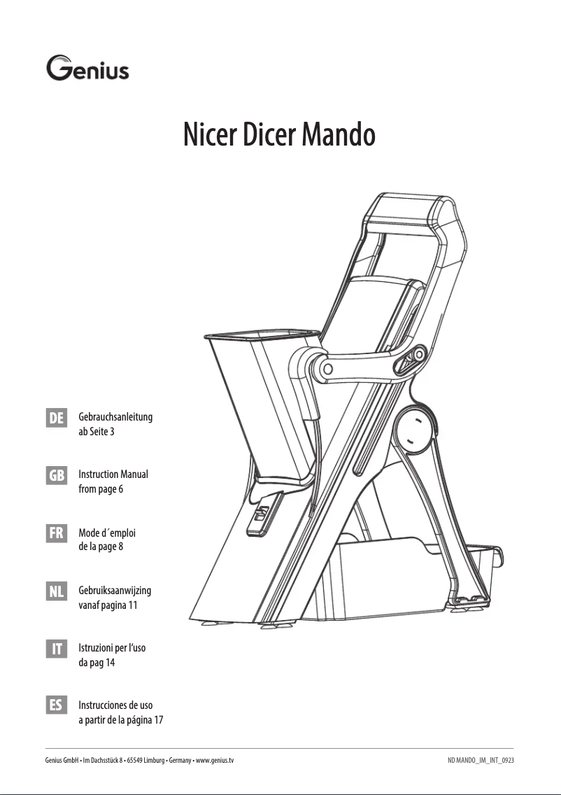 Image de la première page du manuel de l'appareil Nicer Dicer Mando