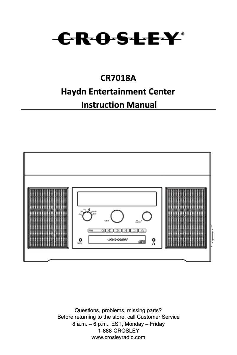 Page 1 de la notice Manuel utilisateur Crosley Haydn CR7018