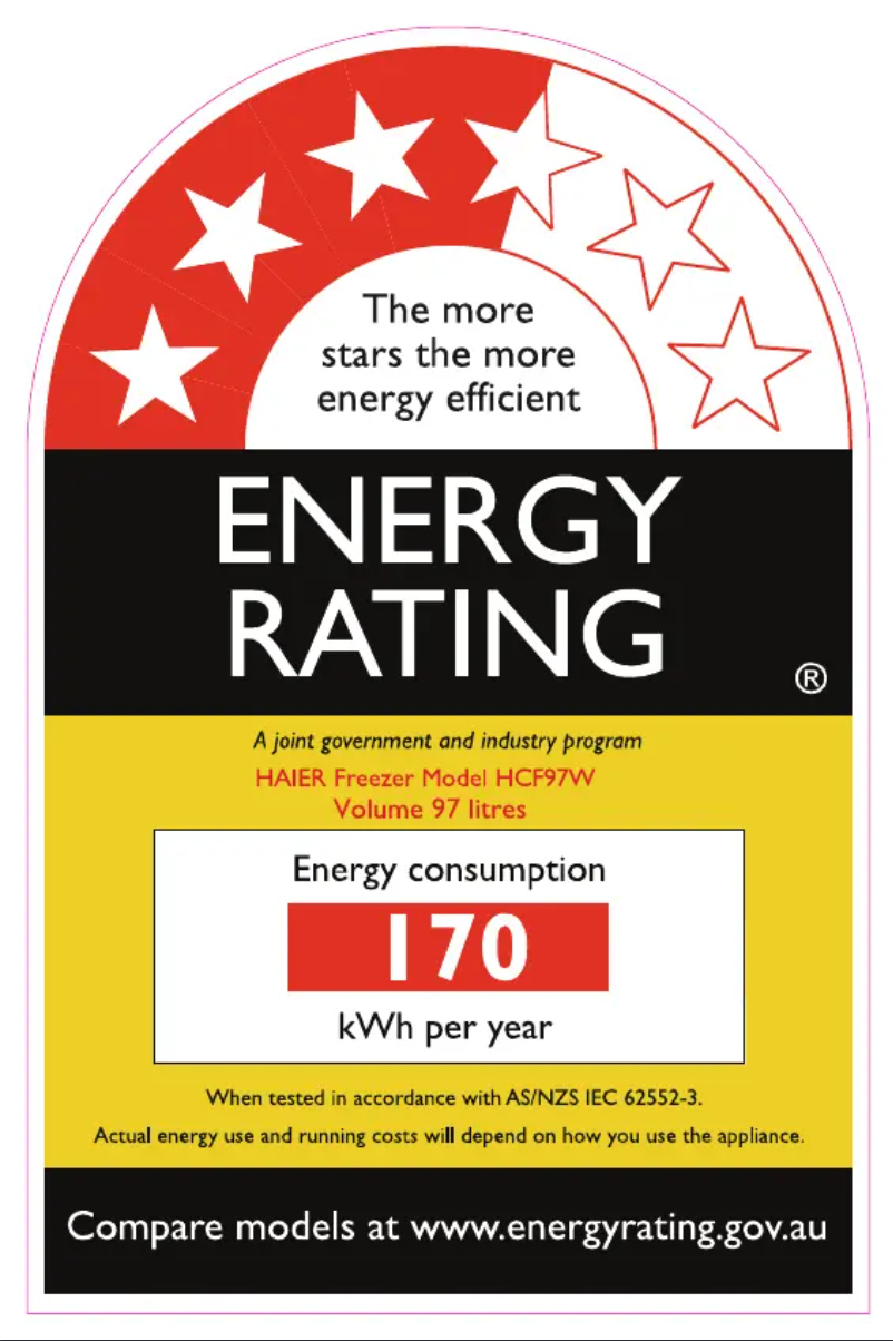 Page 1 de la notice Label énergétique Haier HCF97W