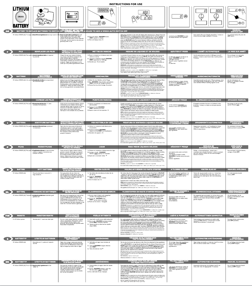 Page n°1 - Manuel utilisateur Salter SL114
