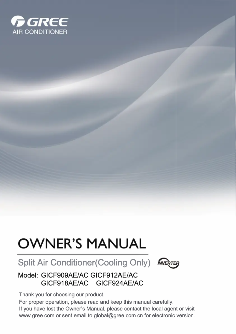 Imagen de la primera página del manual del dispositivo GICF912A