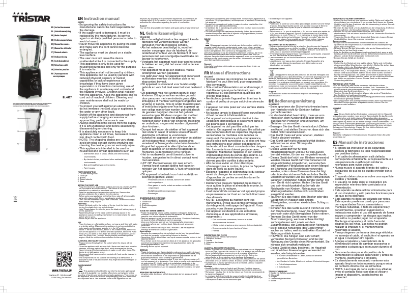 Page n°1 - Manuel utilisateur TriStar BL-4477