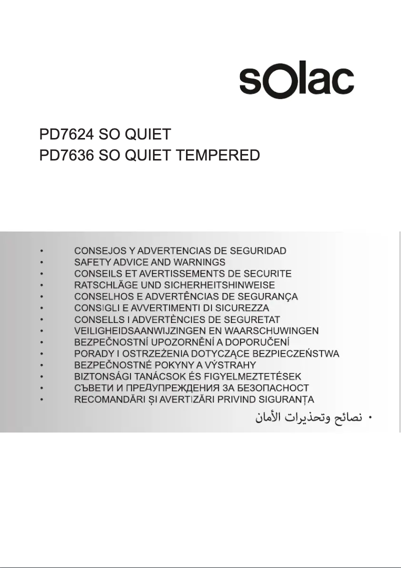 Page n°1 - Instructions de sécurité Solac So Quiet Tempered PD7636