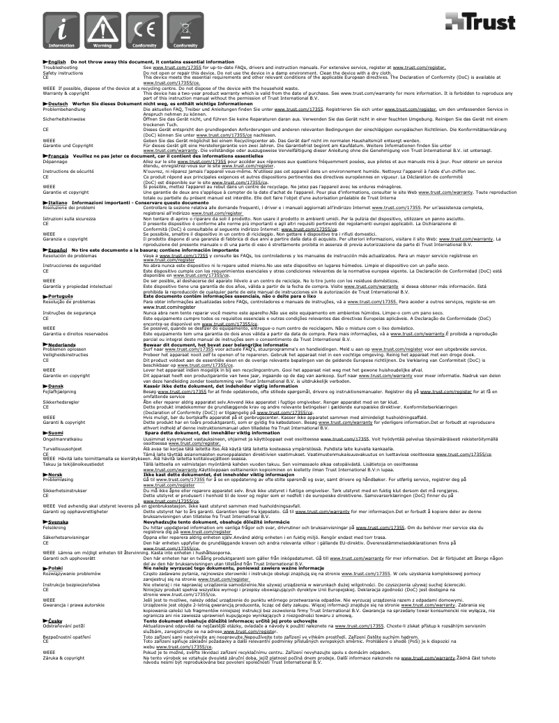 Page 1 de la notice Manuel utilisateur Trust Vivy 17355