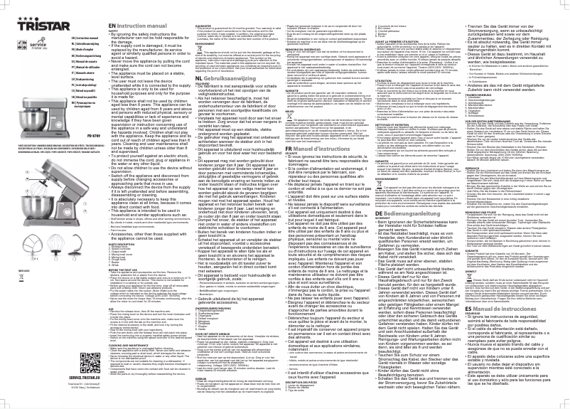 Page n°1 - Manuel utilisateur TriStar PD-8709