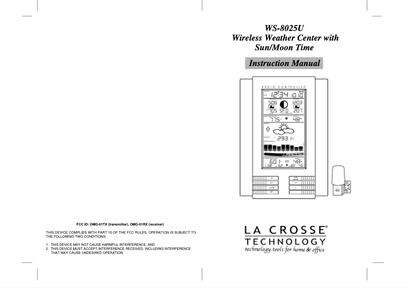 Page n°1 - Manuel utilisateur La Crosse Technology WS-8025AL