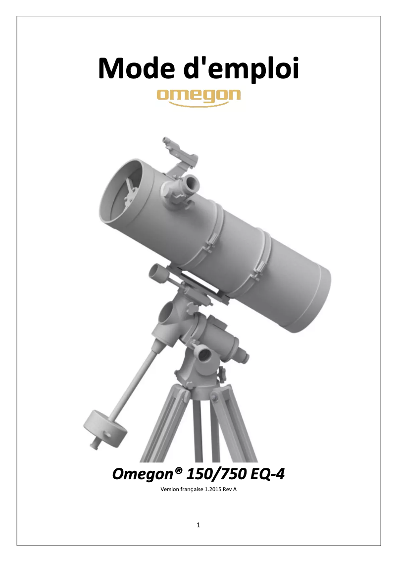 Page n°1 - Manuel utilisateur Omegon 150/750 EQ-4