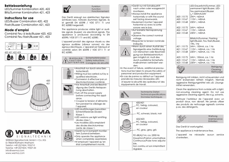 Image de la première page du manuel de l'appareil 422.110.75