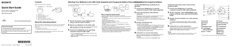 Page 1 de la notice Guide de démarrage rapide Sony Walkman NWZ-W273