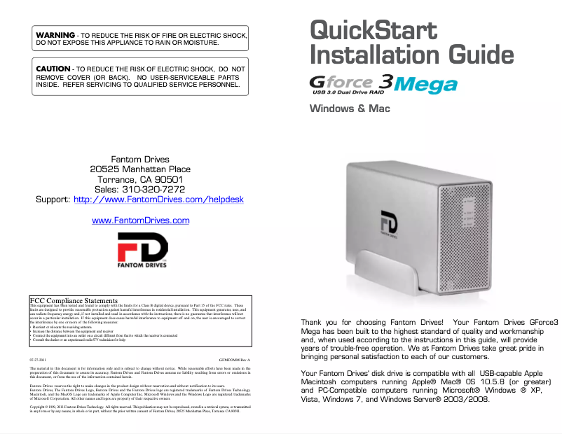 Image de la première page du manuel de l'appareil Gforce3 MegaDisk