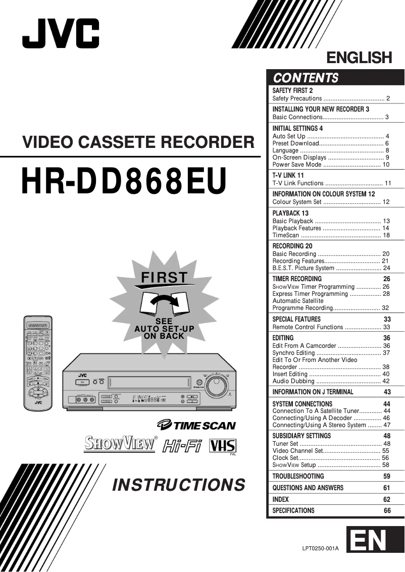 Page n°1 - Manuel utilisateur JVC HR-DD868