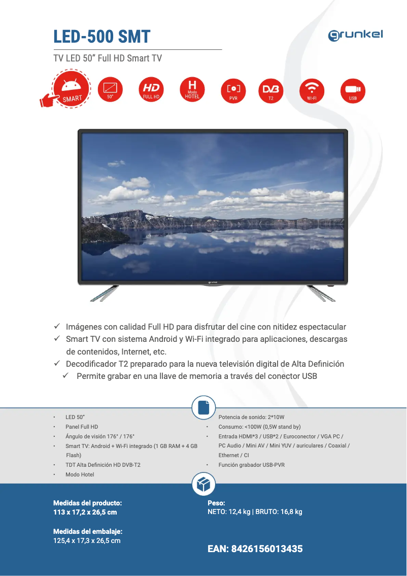 Page 1 de la notice Manuel utilisateur Grunkel LED-500 SMT