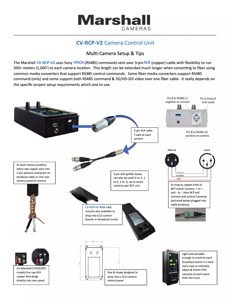 Page 1 de la notice Manuel utilisateur Marshall Electronics CV-RCP-V2