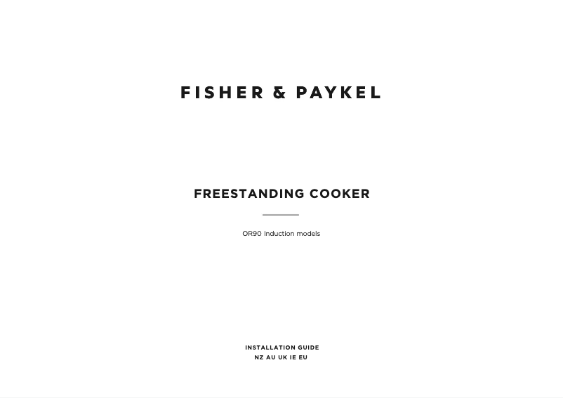 Page n°1 - Guide d'installation Fisher & Paykel OR90SPI6X1