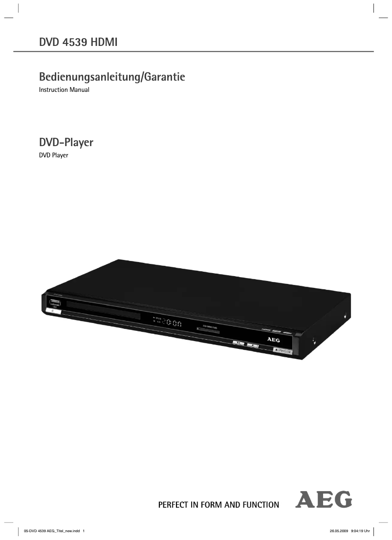 Page 1 de la notice Manuel utilisateur AEG DVD 4539 HDMI