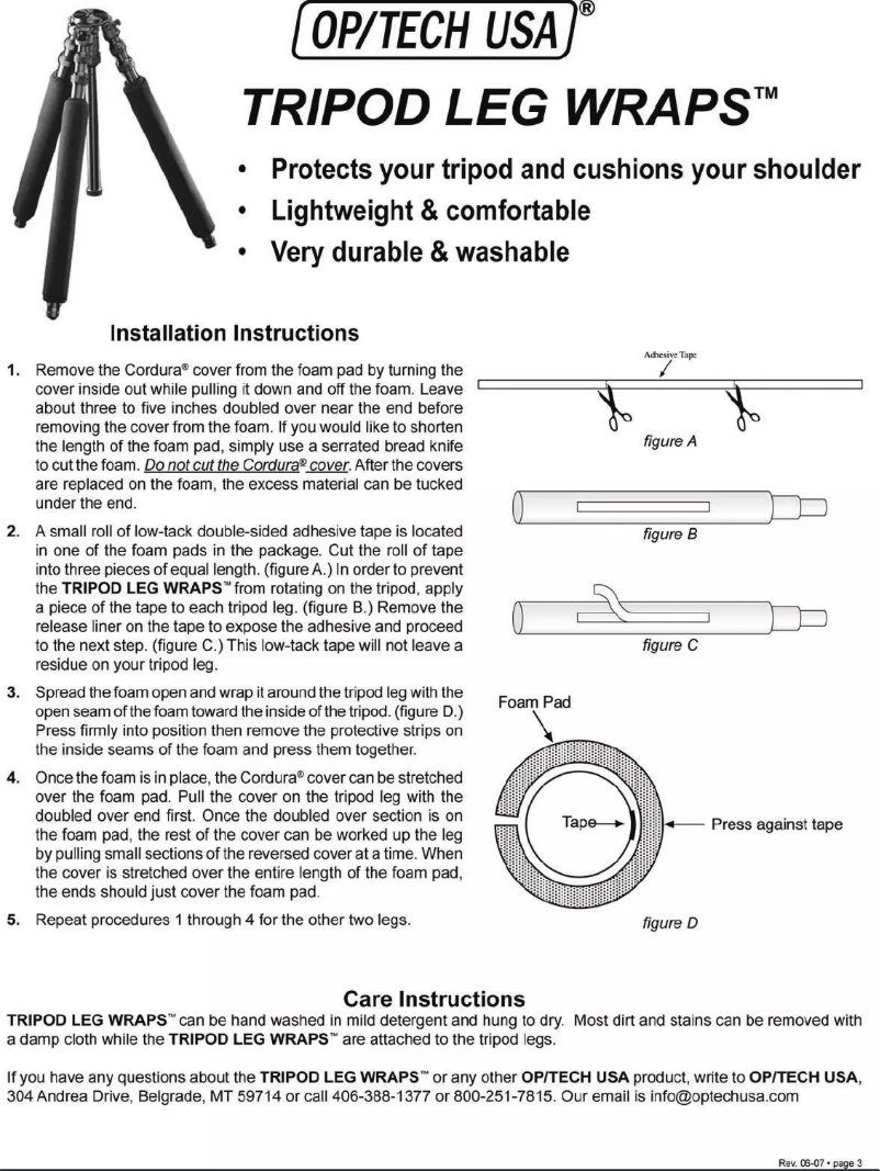 Image de la première page du manuel de l'appareil Tripod Leg Wraps