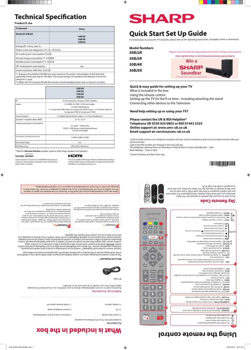 Page n°1 - Guide de démarrage rapide Sharp 50BJ5K