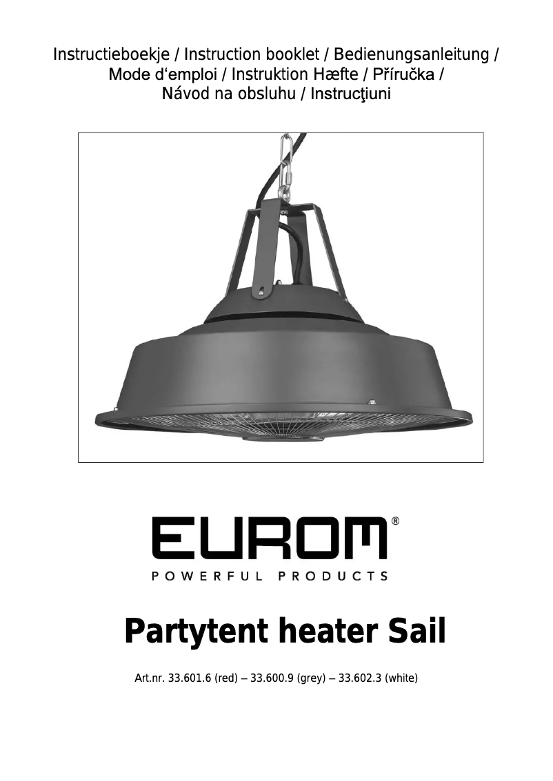 Page 1 de la notice Manuel utilisateur Eurom Partytent heater Sail
