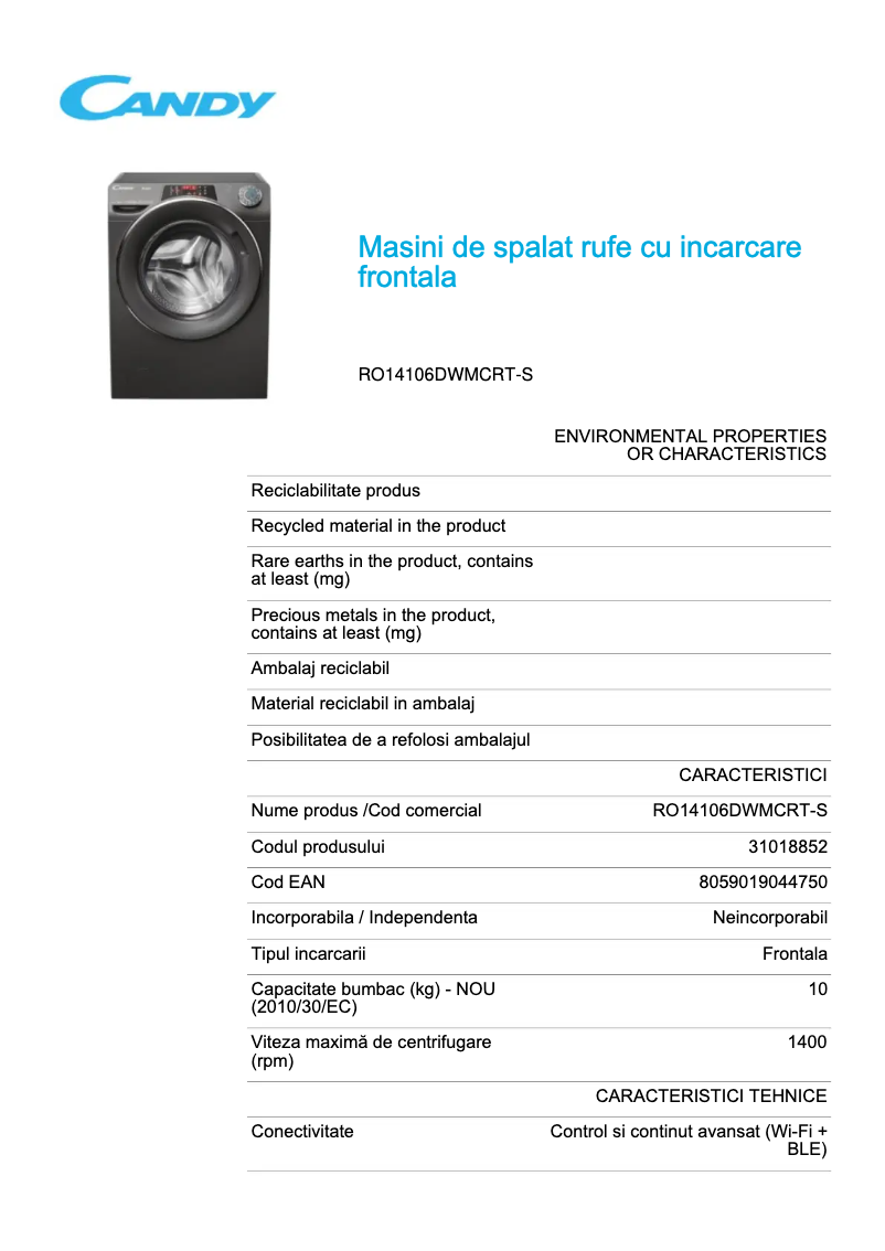 Image de la première page du manuel de l'appareil RO14106DWMCRT-S