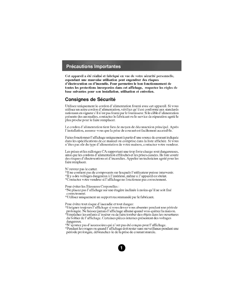 Page 1 de la notice Manuel utilisateur LG 566LE