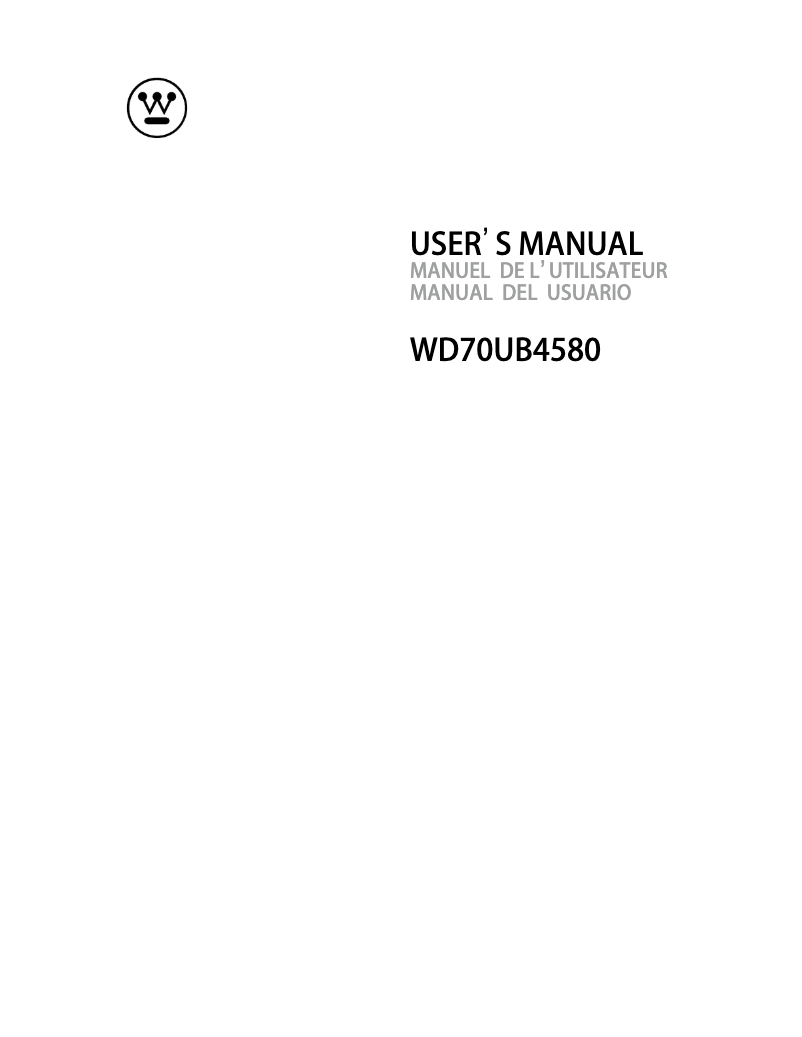 Page 1 de la notice Manuel utilisateur Westinghouse WD70UB4580