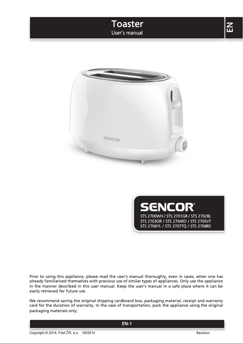 Page n°1 - Manuel utilisateur Sencor STS 2701GR