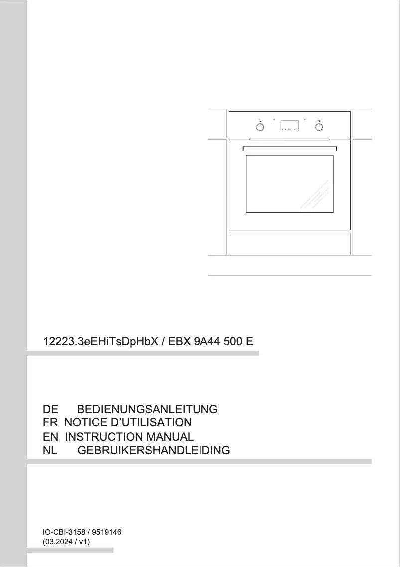 Page 1 de la notice Manuel utilisateur Amica EBX 9A44 500 E