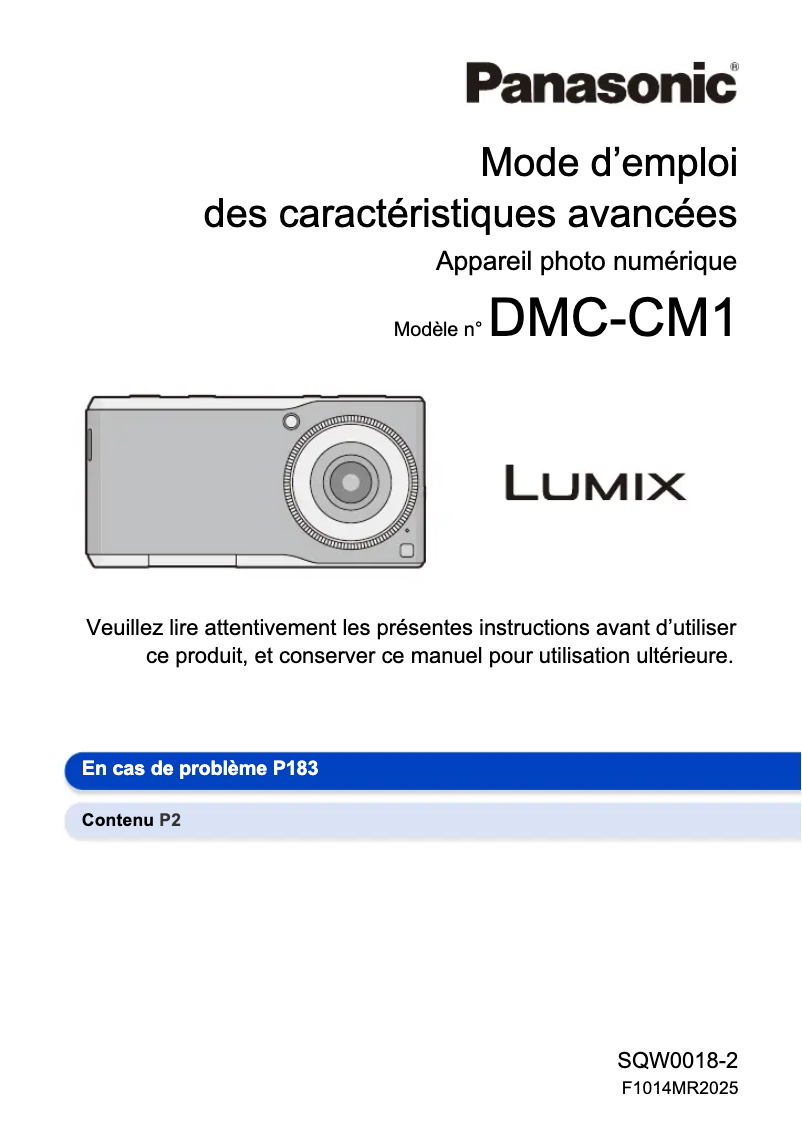 Page n°1 - Manuel utilisateur Panasonic Lumix DMC-CM1