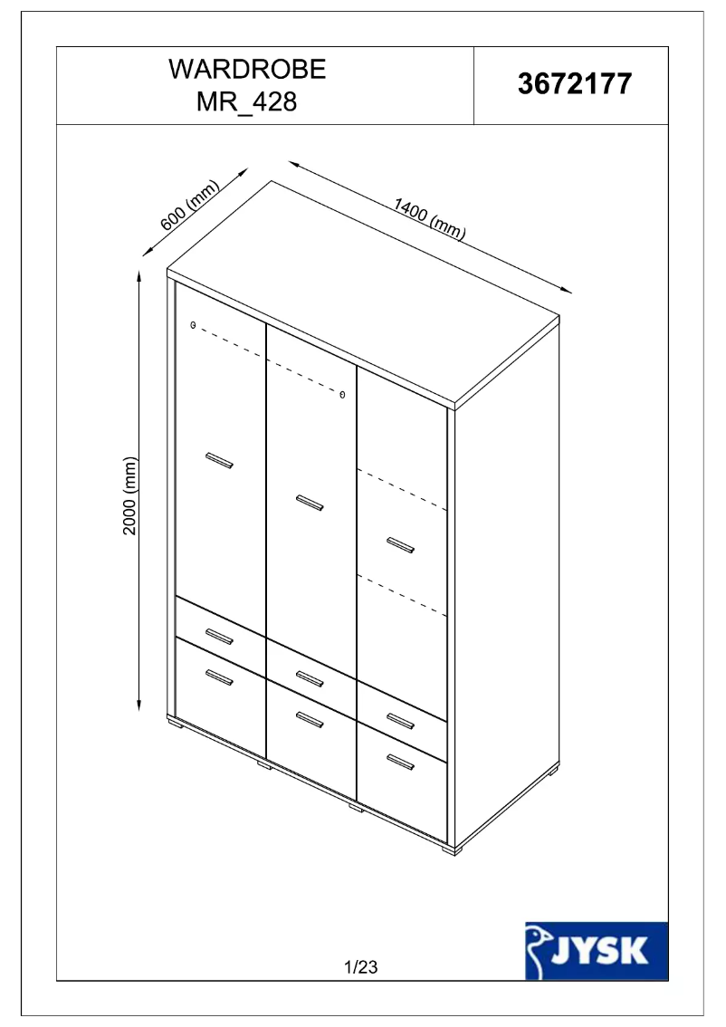 Page 1 de la notice Manuel utilisateur JYSK Gesten (140x200x60)