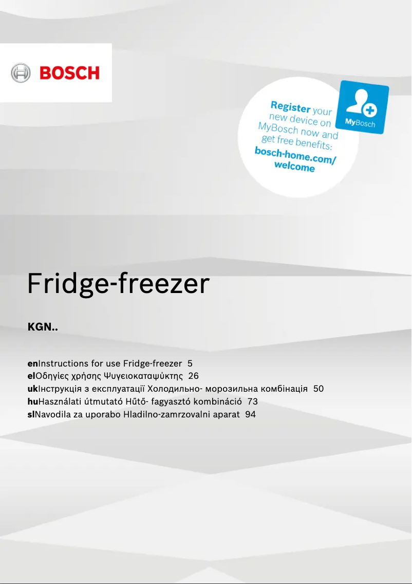 Page n°1 - Manuel utilisateur Bosch KGN34VL35G