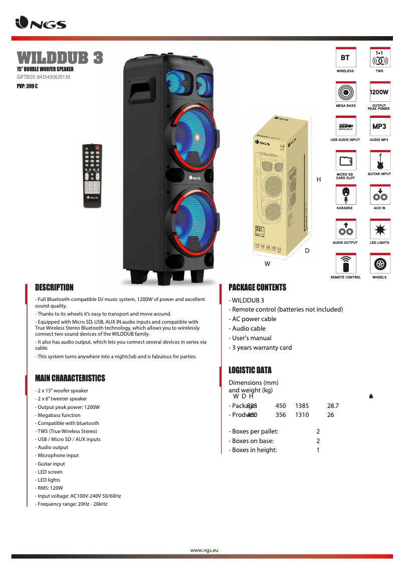 Image de la première page du manuel de l'appareil WILD DUB 3